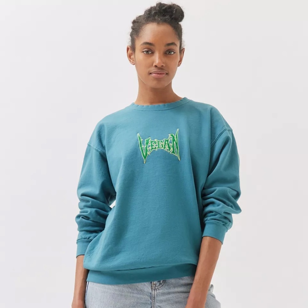 Project Social T Vegan Embroidered Pullover Sweatshirt NWT Size S/M